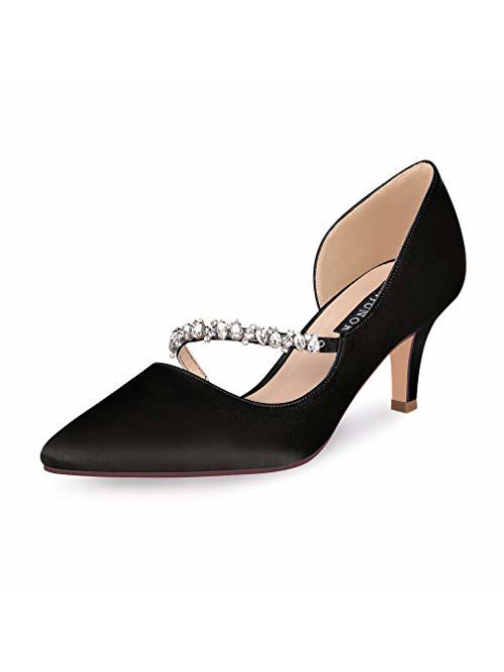 Elegant Black Pointed-Toe D'Orsay Pump with Crystal Strap